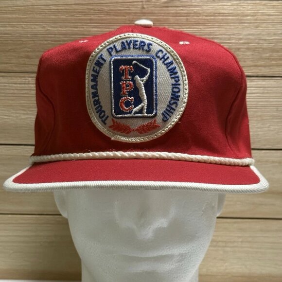 Vintage TPC Players Championship Golf Hat Red Rope Cap Texace Made in USA NOS